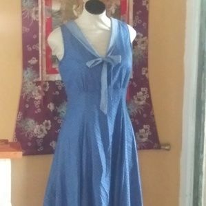 Heart of Haute Blue Polkadot Sleeveless Dress L